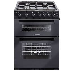 Front view of the NordMende CTG61BK 60cm Freestanding Gas Cooker in Black
