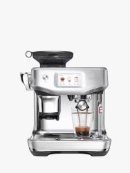 Front view of the Sage SES881BSS4GUK1 Barista Touch Impress Espresso Machine in a brushed Stainless Steel finish