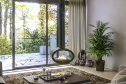 Henley Milan Bioethanol Ceiling Fireplace with open dual-sided flames