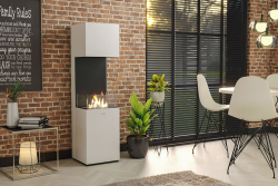 Henley Vienna Bioethanol Stove in White with tall freestanding design