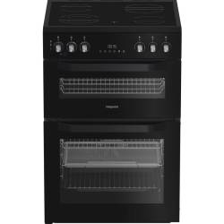 Hotpoint HDE6VDCASB1 electric double cooker in black with Air Fry