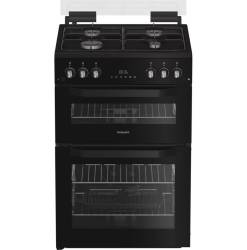 Hotpoint HDG6GDCB1 gas double cooker in black 60cm