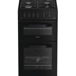 Hotpoint HTG5GCB gas twin cooker black, 50cm freestanding cooker, Dalzells