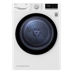 LG FDV709W 9kg heat pump tumble dryer in white front view