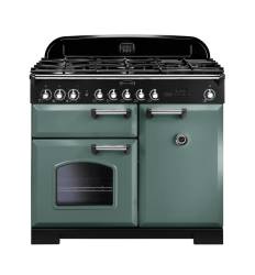 Rangemaster CDL100DFFMGC - 100cm Classic Deluxe Dual Fuel Mineral Green Chrome Range Cooker 127410