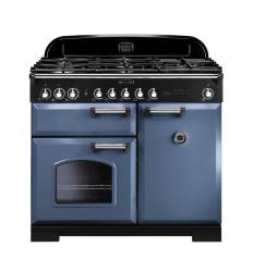 Rangemaster CDL100DFFSBC - 100cm Classic Deluxe Dual Fuel Stone Blue Chrome Range Cooker 127400