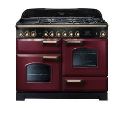 Rangemaster CDL110DFFCYB - 110cm Classic Deluxe Dual Fuel Cranberry Brass Range Cooker 84430