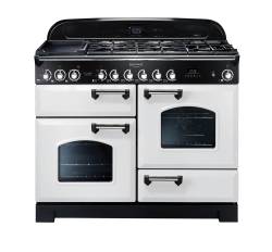 Rangemaster CDL110DFFWHC - 110cm Classic Deluxe Dual Fuel White Chrome Range Cooker 112930