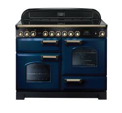 Rangemaster CDL110ECRBB - 110cm Classic Deluxe Electric Ceramic Regal Blue Brass Range Cooker 114140