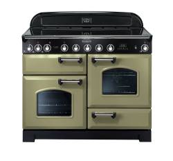 Rangemaster CDL110EIOGC - 110cm Classic Deluxe Electric Induction Olive Green Chrome Range Cooker 100950