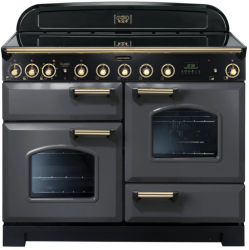 Rangemaster CDL110EISLB - 110cm Classic Deluxe Electric Induction Slate Brass Range Cooker 124260