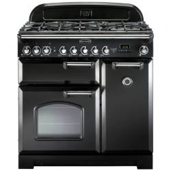 Rangemaster CDL90DFFBL/C - 90cm Classic Deluxe Dual Fuel Black/Chrome Range Cooker 80930
