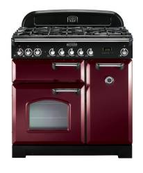 Rangemaster CDL90DFFCYC 90cm Classic Deluxe Dual Fuel Cranberry Chrome Range Cooker 84480