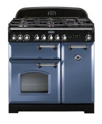 Rangemaster CDL90DFFSBC - 90cm Classic Deluxe Dual Fuel Stone Blue Chrome Range Cooker 127500