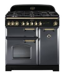 Rangemaster CDL90DFFSLB - 90cm Classic Deluxe Dual Fuel Slate Brass Range Cooker 124150