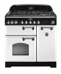 Rangemaster CDL90DFFWHC 90cm Classic Deluxe Dual Fuel White Chrome Range Cooker 113550