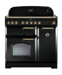 Rangemaster CDL90ECBLB 90cm Classic Deluxe Electric Ceramic Black Brass Range Cooker 81620