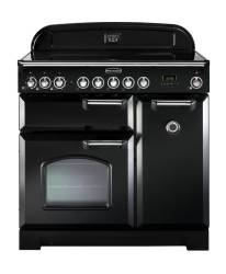 Rangemaster CDL90ECBLC 90cm Classic Deluxe Electric Ceramic Black Chrome Range Cooker 81630