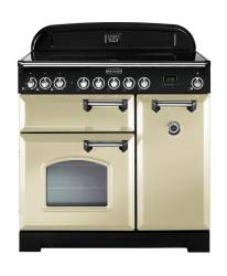 Rangemaster CDL90ECCRC 90cm Classic Deluxe Electric Ceramic Cream Chrome Range Cooker 81640