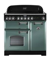 Rangemaster CDL90ECMGC 90cm Classic Deluxe Electric Ceramic Mineral Green Chrome Range Cooker 127630