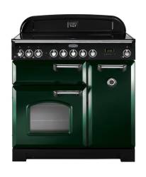 Rangemaster CDL90ECRGC 90cm Classic Deluxe Electric Ceramic Racing Green Chrome Range Cooker 114230
