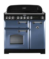Rangemaster CDL90ECSBC 90cm Classic Deluxe Electric Ceramic Stone Blue Chrome Range Cooker 127620