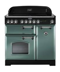 Rangemaster CDL90EIMGC 90cm Classic Deluxe Electric Induction Mineral Green Chrome Range Cooker 127590