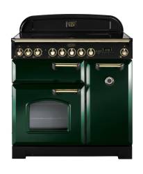Rangemaster CDL90EIRGB 90cm Classic Deluxe Electric Induction Racing Green Brass Range Cooker 113700