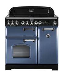 Rangemaster CDL90EISBC 90cm Classic Deluxe Electric Induction Stone Blue Chrome Range Cooker 127580