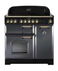Rangemaster CDL90EISLB 90cm Classic Deluxe Electric Induction Slate Brass Range Cooker 124160