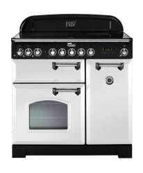 Rangemaster CDL90EIWHC 90cm Classic Deluxe Electric Induction White Chrome Range Cooker 113730