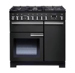 Rangemaster PDL90DFFCBC - 90cm Professional Deluxe Dual Fuel Charcoal Black Chrome Range Cooker 125930
