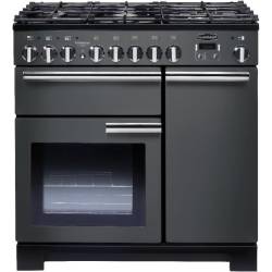 Rangemaster PDL90DFFSLC - 90cm Professional Deluxe Dual Fuel Slate Chrome Range Cooker 105950