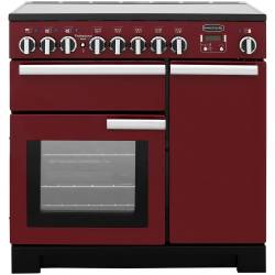 Rangemaster PDL90EICYC - 90cm Professional Deluxe Electric Induction Cranberry Chrome Range Cooker 97890