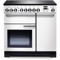 Rangemaster PDL90EIWHC - 90cm Professional Deluxe Electric Induction White Chrome Range Cooker 98740