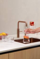 Rose Copper Quooker Fusion Square Tap with hot, cold, boiling, chilled and sparkling water