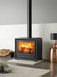 Stovax Riva2 66 Freestanding wood burning stove with wide panoramic flame view