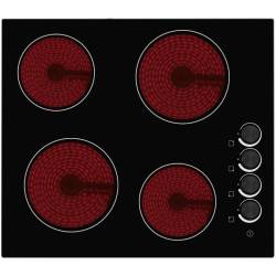 Top view of Culina UBCH60KCR 60cm black glass ceramic hob with 4 zones and right-hand rotary controls