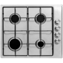 Top view of Culina UBGHFFJ60.1 60cm stainless steel gas hob with enamel pan stands and right-side rotary controls