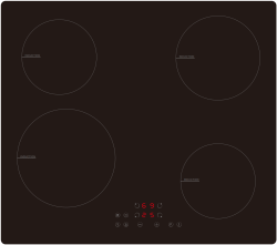 Top view of Culina UBIND60MT 60cm black glass induction hob with touch controls and LED display