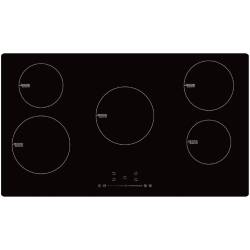 Top view of Culina UBIND90F 90cm black glass induction hob with slider touch controls and 4 boost zones