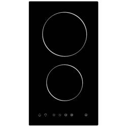 Top view of Culina UBTC30FLC 30cm ceramic domino hob in black glass with touch controls and 2 cooking zones