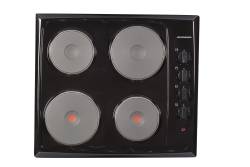 Top view of NordMende HE62BL 60cm solid plate hob with four cooking zones