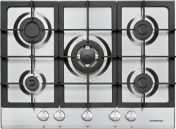 Top view of the Nordmende HGX703IX Gas Hob in Stainless Steel