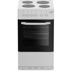 Zenith ZE503W 50cm Electric Single Oven with Solid Plate Hob - White Front View