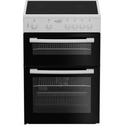 Zenith ZE605W twin cavity electric cooker with ceramic hob in white