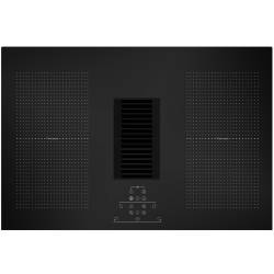 op view of Culina ICONFLEX75DD 77cm black glass vented induction hob with central grille and LED touch controls