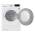 LG FDV709W tumble dryer with door open showing stainless steel drum
