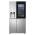 LG side-by-side refrigerator with InstaView panel illuminated