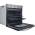 Side open view of Indesit IO232HXUK with tilting grill and manual dial controls
